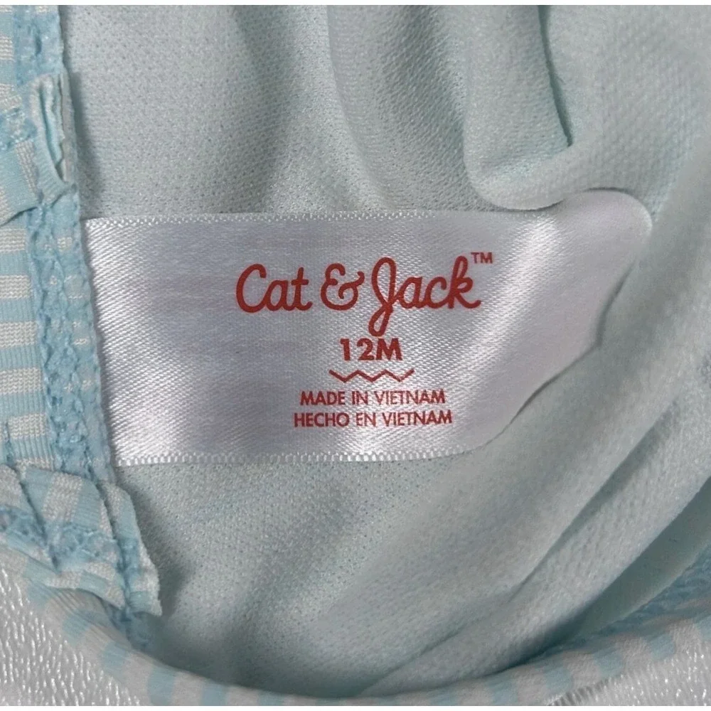Cat & Jack Toddler Girls 2-Piece Tankini Swim Set 12M UPF‎ 50+ Turquoise & White